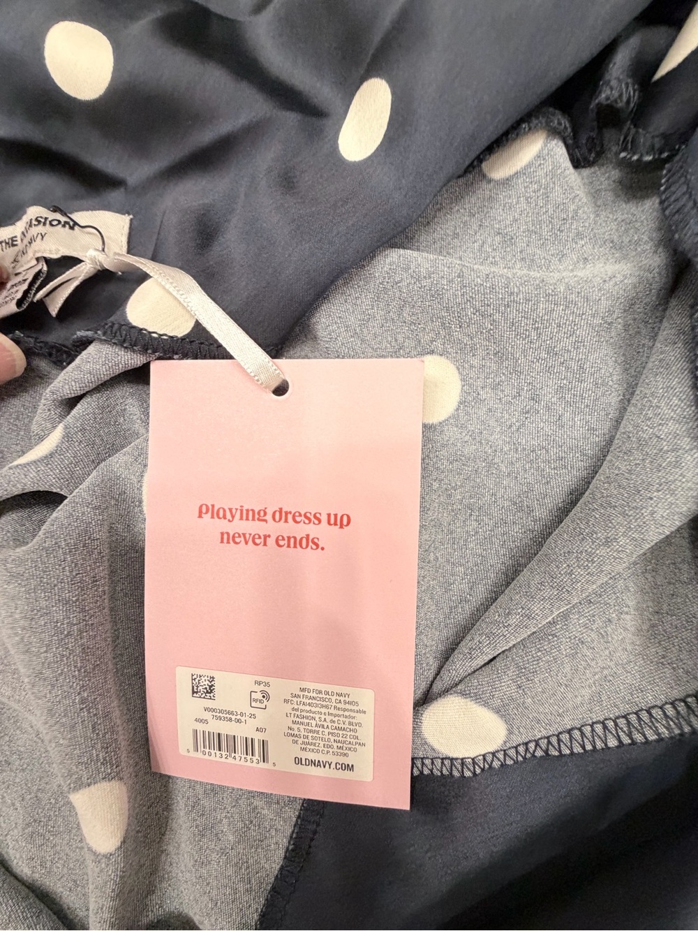 NWT Old Navy The Occasion Navy Polka Dot Slip Dress L Petite - Picture 6 of 10